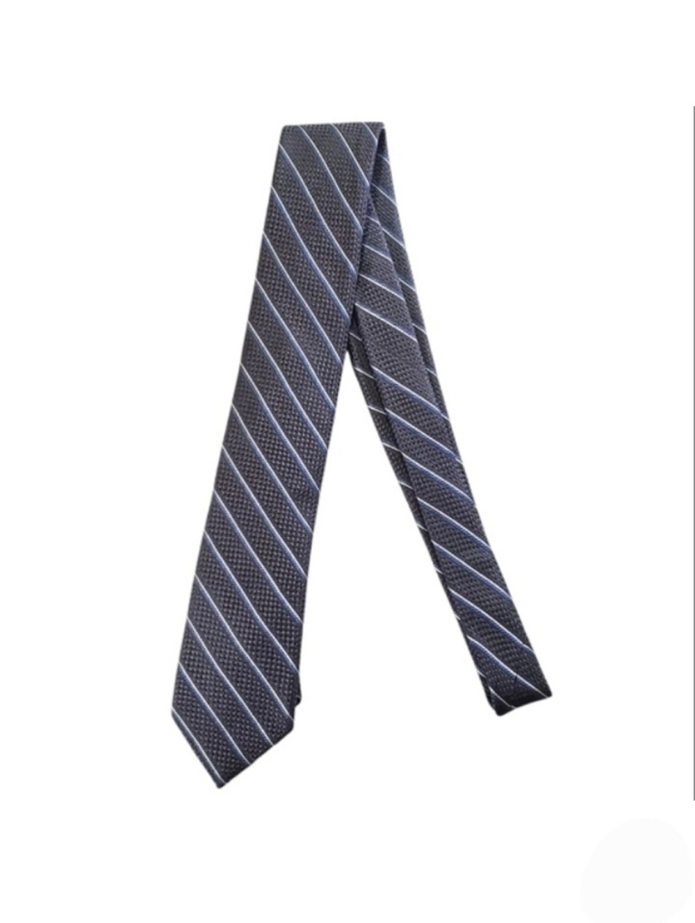 Michael Kors Stripe Silk Tie Gray Blue Length 58"